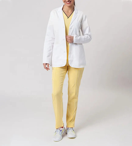 Uniformes médicos de manga larga blancos personalizados unisex, OEM bata de laboratorio, jersey de tela con logotipo personalizado, uniformes médicos de hospital al por mayor - Product Image 4