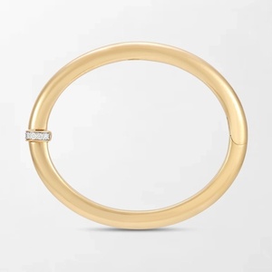 Refined Classic Hinged <b>Bracelet</b> With 8 Round Lab Grown Diamonds 0.24 Carat GH-VS In 18K Yellow Gold Everyday <b>Stacking</b> Gift - Product Image 3