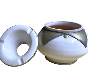 Cendrier en céramique marocain fait à la main avec un cendrier anti-odeur en métal avec couvercle Décoration en poterie blanche Décoration de la maison10 - Product Image 3