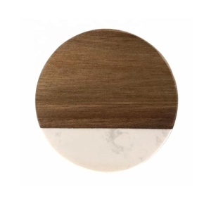 Posavasos redondos de mármol y madera de alta calidad, Juego de 4 posavasos hechos a mano para bebidas, café, té, decoración del hogar, posavasos - Product Image 1