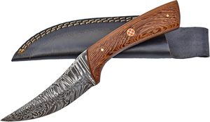 Couteau à lame fixe en acier damas fait à la main avec gaine en cuir OEM pris en charge pour la chasse Camping activités de plein air - Product Image 2