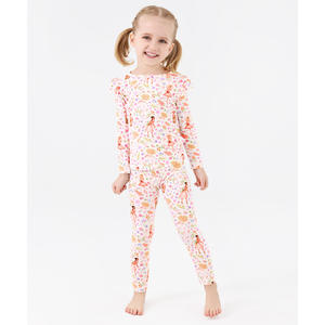 Pijamas de Punto Suave para Niña Pequeña con Mangas Largas con Volantes - Product Image 3