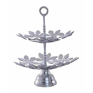 Diseño de hoja con acabado dorado, soporte de pastel fundido de aluminio y Metal, mesa de comedor, soporte decorativo para servir pasteles para fiestas y eventos - Product Image 3