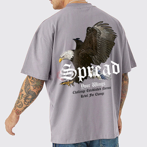 Drop Shoulder Plain 100% algodón estampado gráfico personalizado Casual Streetwear Tee fabricante de alta calidad - Product Image 1