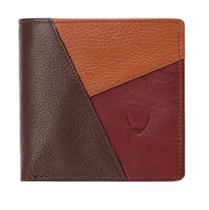 Cartera plegable de cuero azul delgada con un acento de esquina bronceado contrastante, cabe fácilmente en un bolsillo. Disponible a precio mayorista. - Product Image 5