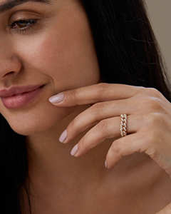 Bossy Fashion Jewelry Diamant Diamant Pave Cubain Chaîne Anneau (Petit) Or Lab Grown Diamond Ring of Wedding Engagement - Product Image 3