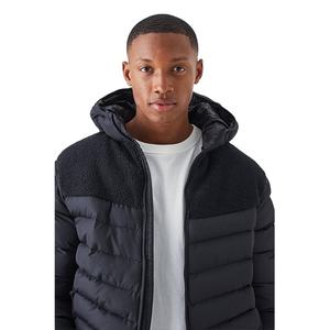 Chaqueta acolchada de peso pesado ajustada para hombre con diseño de piel de panel de moda, chaqueta acolchada OEM de invierno con cuello levantado liso personalizado - Product Image 6