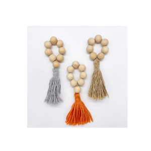 Anneaux de serviette en bois avec pompons, cadeau de pendaison de crémaillère, accessoires de décoration de table pour mariage et fête, porte-serviettes en bois - Product Image 6