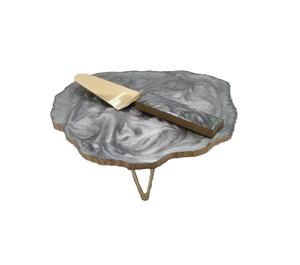 Classic Design Resin <b>Cake</b> Platter With Metal Stand And <b>Cake</b> <b>Server</b> Knifes Set For Wedding & Birthday Party Events At Best Price - Product Image 4