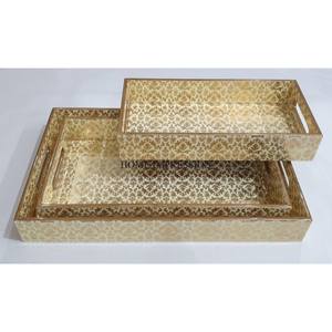 Juego de 3 centro de mesa de bandeja de madera de aspecto atractivo de Calidad exclusiva del fabricante indio de productos de gran calidad - Product Image 4