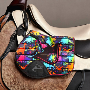 Almohadilla de montura para salto ecuestre Costa Sports con estampado de animales, tela de poliéster y polialgodón. - Product Image 1