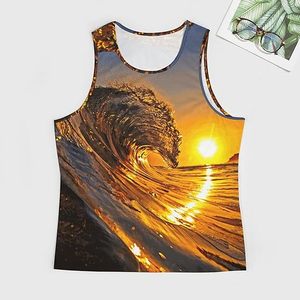 เสื้อกล้ามระบายอากาศได้ดี ปรับแต่งได้ เป็นมิตรกับสิ่งแวดล้อม ลายคลื่นทะเล สำหรับผู้ชาย แห้งเร็ว คอกลม แฟชั่น ผ้าฝ้าย เหมาะสำหรับออกกำลังกาย ฟิตเนส ยิม - Product Image 2