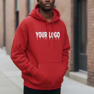 Sweat-shirt à capuche rouge pour homme, logo personnalisé, imprimé effet gouttelettes, coupe décontractée, tissu French Terry, vêtement d'automne - Product Image 6
