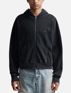 High Quality Men's Acid Wash Hoodies For Quick Dry Lightweight 100% Cotton Customized Logo Zipper Up Streetwear Hoodie - Product Image 1