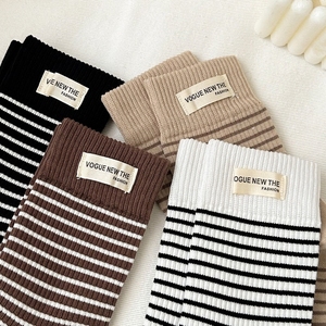 Custom Logo <b>Striped</b> Crew <b>Socks</b> for Men Women Casual Minimalist Style Breathable Cotton Vietnam Manufacturer Bulk Order Available - Product Image 6