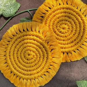 Vente en gros 100% coton macramé sous-verre fait à la main intérieur/extérieur salon décor à la maison tapis et tampons à prix compétitif - Product Image 2