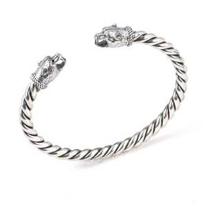Bracelet unisexe en argent sterling 925 avec tête d'ours torsadée, breloque religieuse vintage, perle plaquée rhodium, diamètre 6 cm, 20,78 g, cadeau - Product Image 4