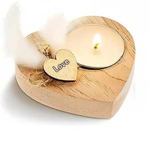 New Arrival Natural Wooden <b>Heart</b> Candle Bowl Tealight Candle Holder Cremation Ashes Candle Urn Made in Vietnam - Product Image 1