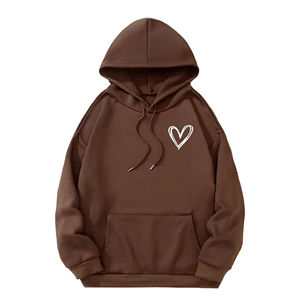 Sudadera con capucha de lana forrada transpirable de manga larga de gran tamaño para mujer, Jersey informal cómodo de talla grande de poliéster/algodón, otoño 2025 - Product Image 1