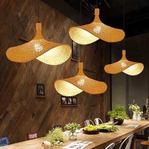 Natural <b>Bamboo</b> Rattan LED Pendant Chandelier Shade for Courtyard Art Decor Vintage <b>Lighting</b> Accessories - Product Image 5