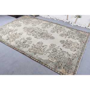 Tapis turc 5,7 x 8,8 pieds, tapis beige en ikat, tapis en laine - Product Image 4