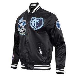 Venta al por mayor de satén Varsity Jacket Chaqueta ligera retro Letterman con mangas en contraste - Product Image 6