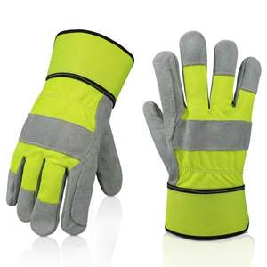 Gants de travail en cuir de vache fendu sur mesure pour hommes Rigger canadien résistant et durable réfléchissant - Product Image 2