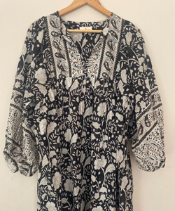 ชุดแม็กซี่เดรสพิมพ์ลายดิจิตอลแขนยาวทรงหลวมสไตล์ยุโรปเสื้อผ้าสำหรับผู้หญิงเอวธรรมชาติทนทาน - Product Image 6