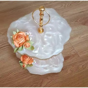 Elegant Resin Cake Stand for Weddings and Special Occasions. Handcrafted Resin Cake Stand with Beautiful Marble Design - Product Image 1