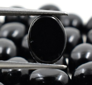 พลอยสีดำทรงวงรีพลอยหลังแบน8X12มม. ปรับเทียบคุณภาพ AAA + อัญมณี - Product Image 2