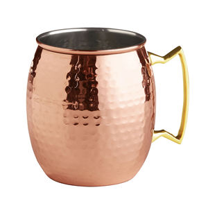 Taza de cobre puro Nuevo diseño Hammer Point Moscow Mule Taza de cobre con mango dorado 14oz Moscow Mule Mugs - Product Image 6