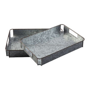 Multi Home Collection Bandejas decorativas para servir de Navidad Bandejas Bandeja de servicio galvanizada personalizada con asas de cuerda Juego de-3 - Product Image 6