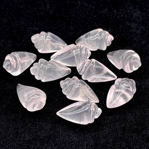 Cuentas de Piedra Preciosa de Cuarzo Rosa en Forma de Caracol Talladas a Mano para Joyería - Product Image 3