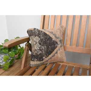 Beige Wool Kantha Patchwork <b>Pillow</b> 12x12 Inch Luxurious Vintage Embroidered Fluffy Print Rustic Throw <b>Pillow</b> for Floor Use - Product Image 1