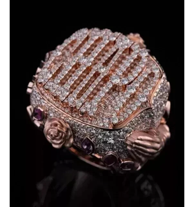 แหวนแต่งงานของผู้ชายแท้ทรงเพชรโมอิส14K เคลือบโรสโกลด์3Ct สั่งทำได้ - Product Image 3