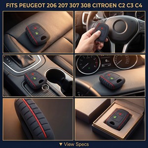 Housse de <span class=keywords><strong>clé</strong></span> en silicone souple pour IKCO Peugeot 206 207 307 308 Citroën Pars C2 <span class=keywords><strong>C3</strong></span> C4, antidérapante, antichoc, protection de <span class=keywords><strong>clé</strong></span> de voiture - Product Image 3