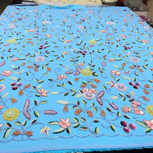 Tissu en dentelle brodée florale 3D de haute qualité, motif diamant élégant et luxueux pour embellir les vêtements, les tenues et les fêtes - Product Image 1