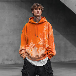 Sudadera con Capucha Holgada de Felpa Lavada al Ácido con Bordado Desgastado Extra Grande para Hombre, Ropa de Calle de Invierno - Product Image 2