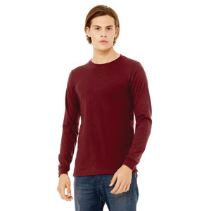 T-shirt à manches longues Cardinal Heather: 52% Airlume coton peigné, mélange 48% poly pour un confort et un style audacieux - Product Image 2