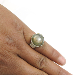 Piedra preciosa de labradorita natural Plata de Ley 925 Forma redonda Anillo clásico Joyería hecha a mano Bohemia Precio al por mayor Proveedores - Product Image 5