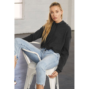 贝拉 + 帆布短款羊毛运动衫舒适时尚字母印花女式宽松短款羊毛连帽衫完美融合 - Product Image 5