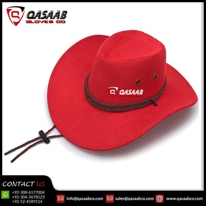 Sombreros de montar a caballo de cuero real de Venta caliente de vaquero de estilo occidental personalizado en Qasaab Gloves Company - Product Image 5