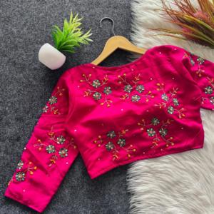 Fabricant et fournisseur de chemisiers de travail en soie miel avec fil et paillettes de Surat au prix de gros - Product Image 4