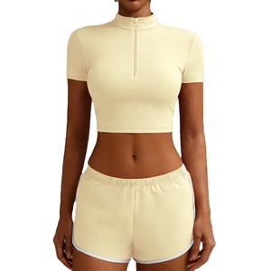 Conjunto Deportivo de Top Corto y Pantalones Cortos para Mujer, Ropa Deportiva de Dos Piezas para Entrenamiento en el Gimnasio y Uso Diario - Product Image 1