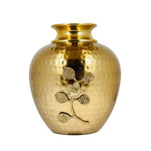 Florero de metal hecho a mano, Juego de 2 jarrones de hierro martillado blanco y dorado con diseño de hoja elegante para la decoración del hogar y la Oficina - Product Image 3