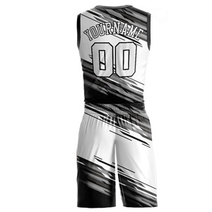 Conjunto de ropa deportiva transpirable de secado rápido de uniforme de baloncesto de diseño único Blanco/negro - Product Image 2