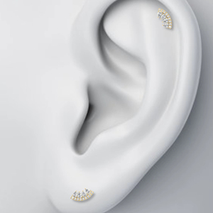 Boucles d'oreilles en diamant courbe de luxe Bijoux de piercing en or massif 14 carats 18 carats Vrais diamants de laboratoire et naturels certifiés IGI Vente en gros - Product Image 5