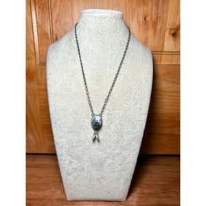 White Buffalo & Sterling Silver Necklace Navajo-<b>Crafted</b> Cultural Collectible Jewelry - Product Image 3