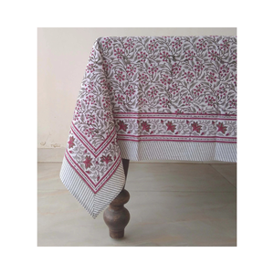 Anti-Pilling Blue Close Embroidered Cotton <b>Table</b> <b>Cloth</b> 60x90 Inches GOTS Certified 220 GSM Durable Modern Panipat Weave India - Product Image 2