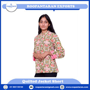 Vente chaude veste matelassée femmes main bloc imprimé rembourré avec couche de coton doux vestes matelassées pour les femmes à vendre - Product Image 4